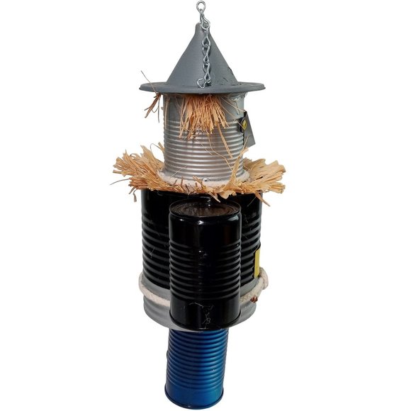 Folk Art Tin Man Scarecrow Sculpture Wizard Of Oz SHORT Recycled Robot Vintage 1 - Picture 3 of 15